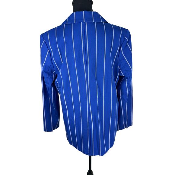 QVC Isaac Mizrahi 24/7 Stretch Print Blazer Blue Stripe NWOT Size 12 - Picture 3 of 8